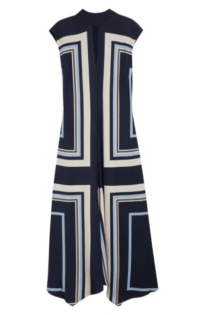 Reiss Lissy Printed Mock Neck Dress In Blue
