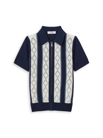 Reiss Little Boy's & Boy's Selwood Zip-up Jumper Polo In Navy White