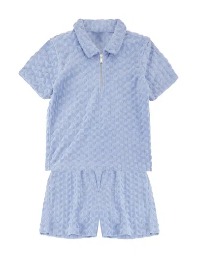 Reiss Little Boy's & Boy's Terry Cloth Polo Shirt & Shorts Set In Blue