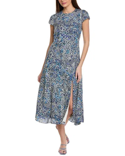 Reiss Livia Print Split Midi Dress In Blue