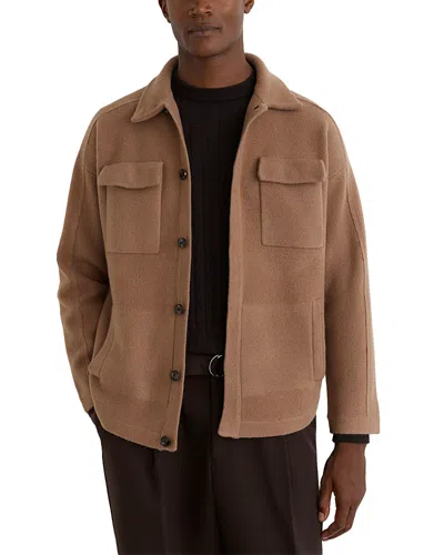 Reiss Lockwood Wool Concealed Placket Overshirt In Brown