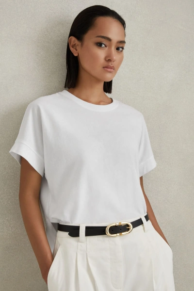Reiss Lois - White Cotton Crew Neck T-shirt, L
