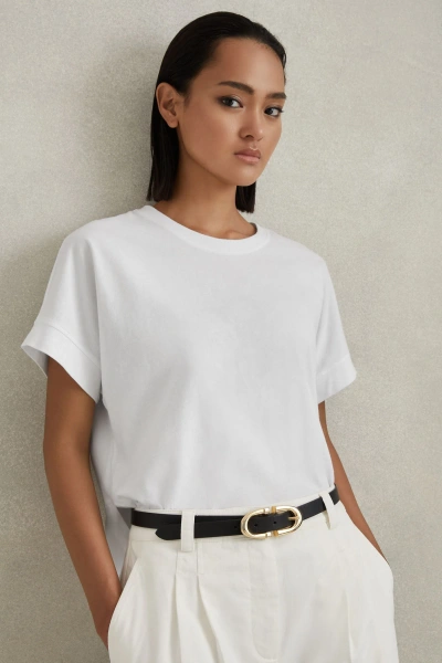 Reiss White Lois Cotton Crew Neck T-shirt In White