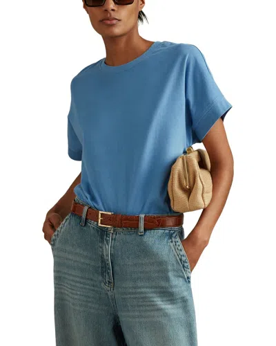 Reiss Lois Midweight Basic T-shirt In Blue