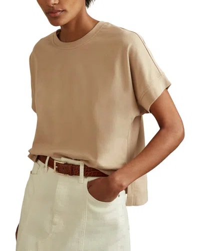 Reiss Lois Midweight Basic T-shirt In Brown