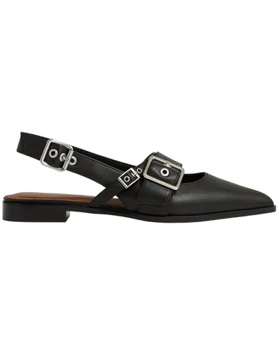Reiss Lois Flat Buckle Leather Mule In Black