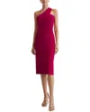 Reiss Pink Knitted One Shoulder Bodycon Midi Dress In Pink