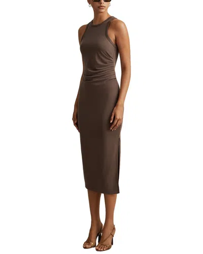 Reiss Lola Jersey Racer Midi Dress In Brown