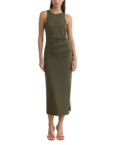 Reiss Womens Khaki Green Lola Ruched Stretch-jersey Midi Dress