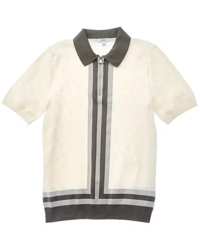 Reiss London Slim Fit 1/2-zip Polo T-shirt In Beige