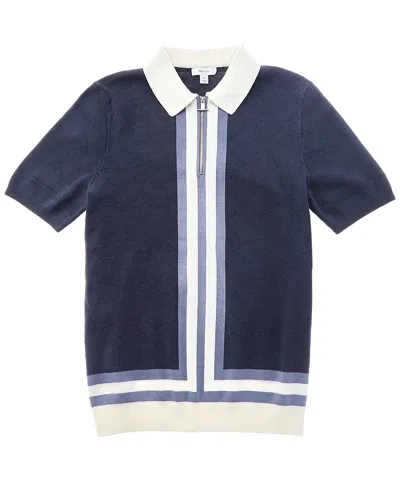 Reiss London Slim Fit 1/2-zip Polo T-shirt In Blue