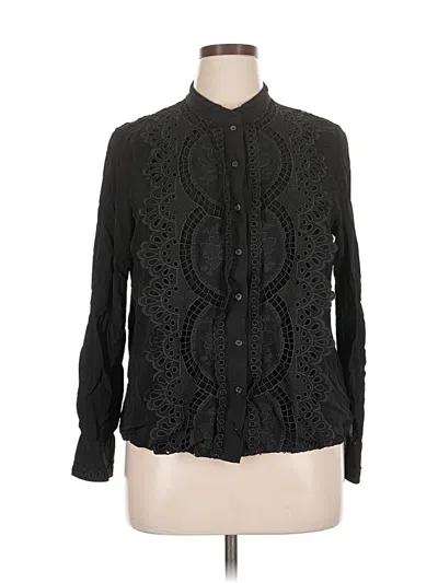 Pre-owned Reiss Long Sleeve Blouse In Black