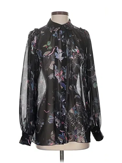 Pre-owned Reiss Long Sleeve Blouse In Black