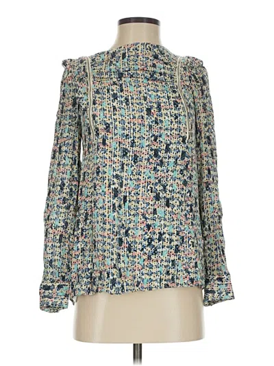 Pre-owned Reiss Long Sleeve Blouse In Blue