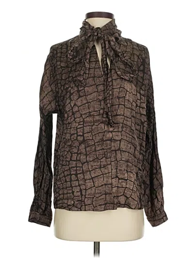 Pre-owned Reiss Long Sleeve Blouse In Brown