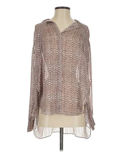Pre-owned Reiss Long Sleeve Blouse In Brown