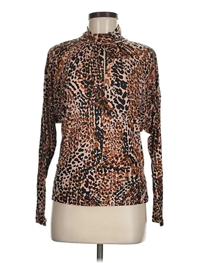 Pre-owned Reiss Long Sleeve Blouse In Brown