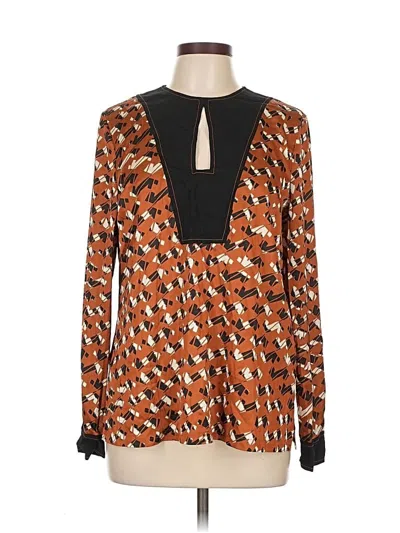 Pre-owned Reiss Long Sleeve Blouse In Orange