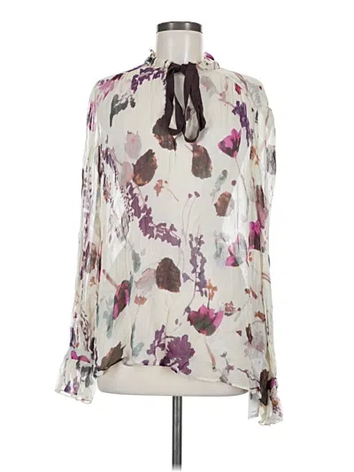 Pre-owned Reiss Long Sleeve Blouse In White