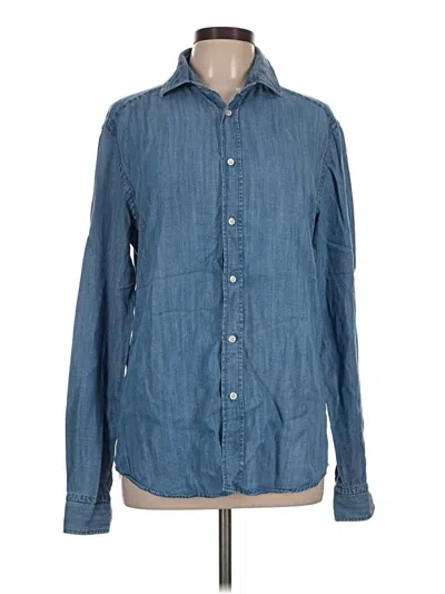 Pre-owned Reiss Long Sleeve Button Down Shirt In Blue