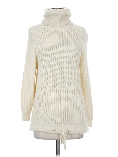 Pre-owned Reiss Long Sleeve Top Ivory Turtleneck Tops In White