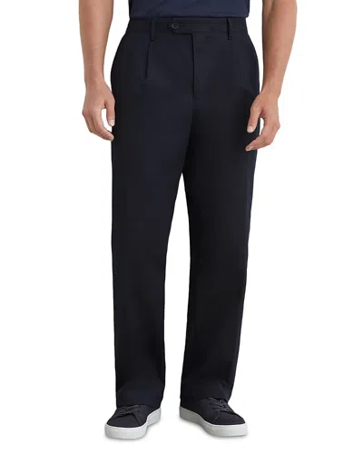 Reiss Look Cotton Pleated Pants In Brown