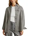 Reiss Grey Checked Button-through Shirt In Grey