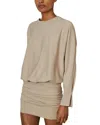 Reiss Neutral Ruched Jersey Blouson Top Mini Dress In Neutral