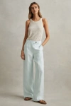 Reiss Lori - Blue Viscose-linen Wide Leg Suit Trousers, Uk 4 R