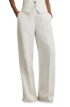 Reiss Lori Crease Wide Leg Pants In White