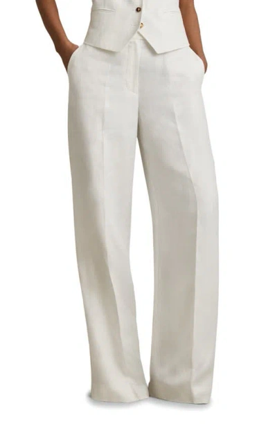 Reiss Lori Crease Wide Leg Trousers In White