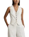 Reiss White Lori Viscose Linen Single Breasted Suit Waistcoat In White