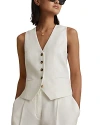 Reiss White Lori Viscose Linen Single Breasted Suit Waistcoat In White