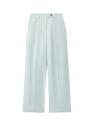 Reiss Lori Viscose-linen Wide Leg Suit Trousers In Blue