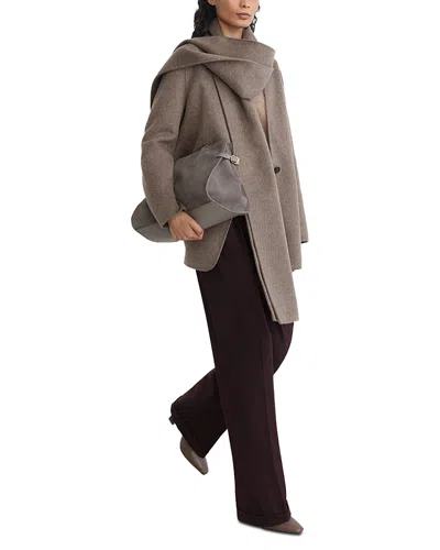 Reiss Lori Wool Blend Collarless Coat In Brown