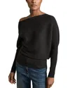 Reiss Lorna Drape Knit Top In Chocolate