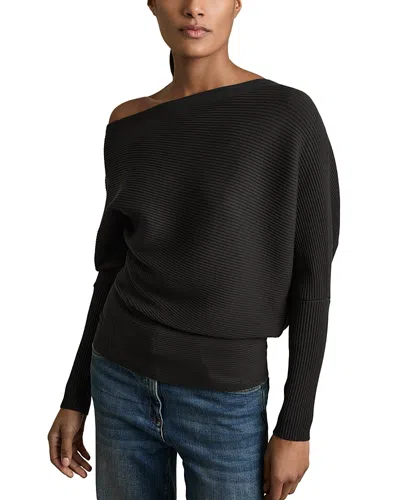 Reiss Lorna Drape Knit Top In Chocolate