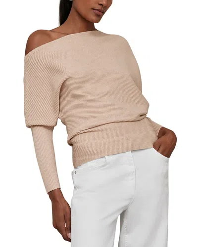 Reiss Lorna Drape Knitted Top In Neutral