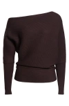 Reiss Lorna One-shoulder Rib Sweater In Burgundy