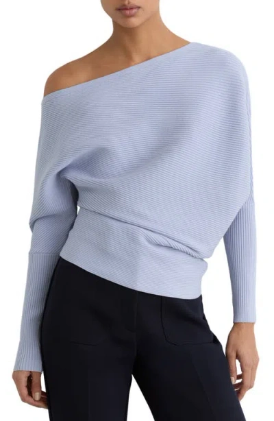 Reiss Lorna One-shoulder Rib Sweater In Blue