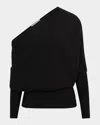 Reiss Lorna Off The Shoulder Rib Sweater In Black