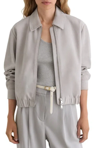 Reiss Lottie Leather Jacket In Gray