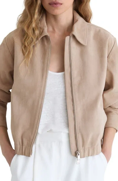 Reiss Lottie Leather Jacket In Neutral