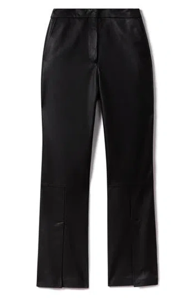 Reiss Lottie Slit Front Leather Pants In Black