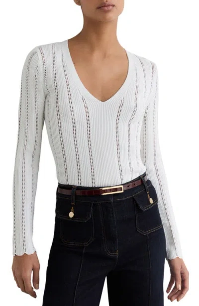 Reiss Loui Openwork Knit Top In White