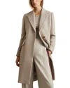 Reiss Stone Wool Blend Double Breasted Coat In Stone