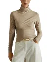 Reiss Louisa Funnel Neck Long Sleeve Top In Neutral