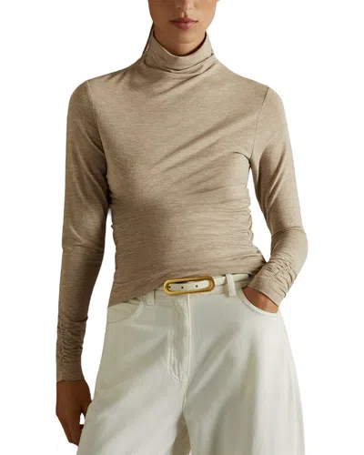 Reiss Louisa Funnel Neck Wool-blend Top In Neutral