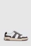 Reiss Brown And White Leather Colour Block In Brown