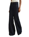 Reiss Luca Belted Wide Leg Jeans In Dark Blue In Dark Blue